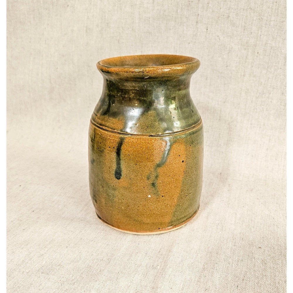 Artisan Studio Pottery Handmade Stoneware Drip Glaze Vase